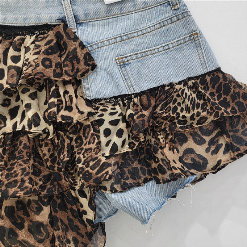 Falda Costura Vaquera Leopardo