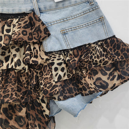 Falda Costura Vaquera Leopardo